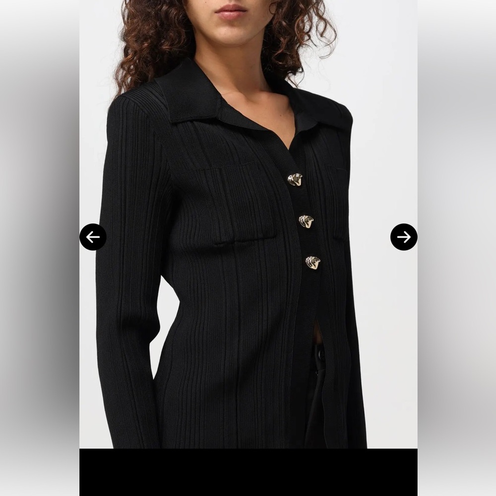 Self-Portrait Black Ribbed blouse with Heart Accents - Picture 2 of 6